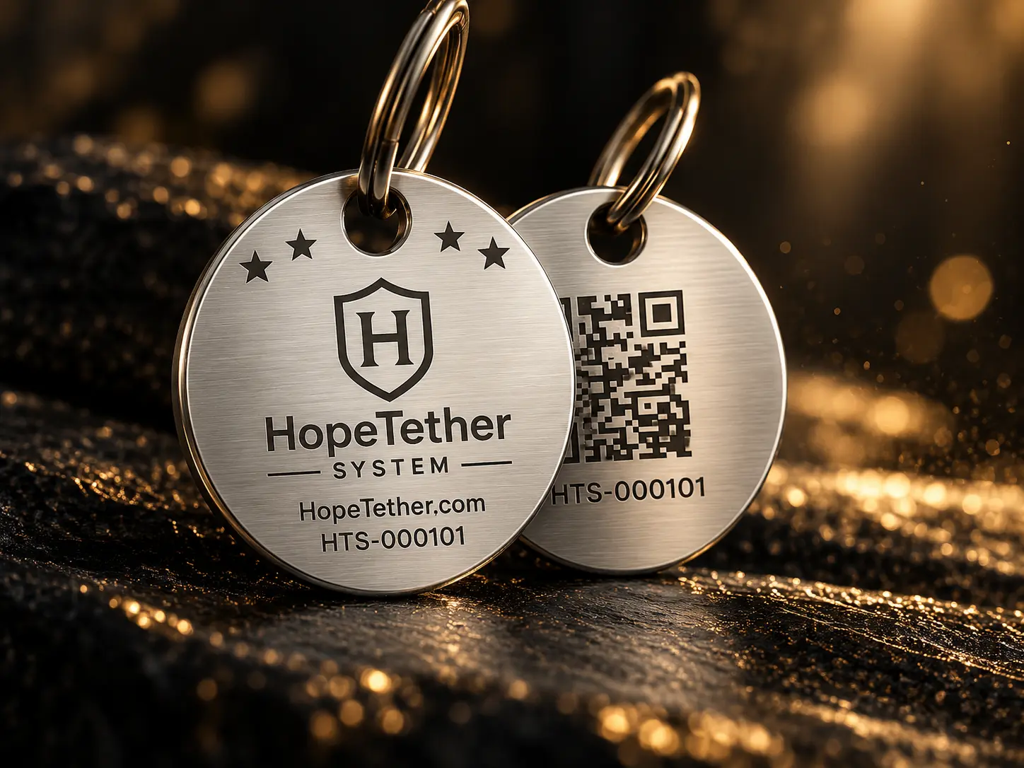 Real silver HopeTether Identity TAG showing both sides